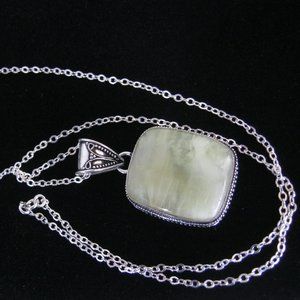 Yellow Prehnite 925 Silver Overlay Bali Necklace